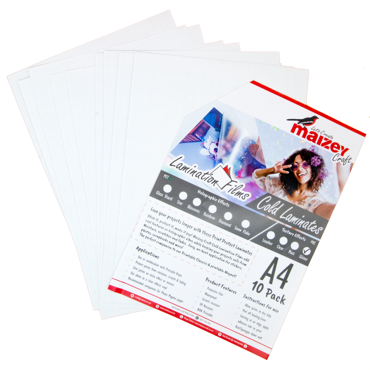 COLD LAMINATES CLEAR GLITTER A4 (10/PACK)