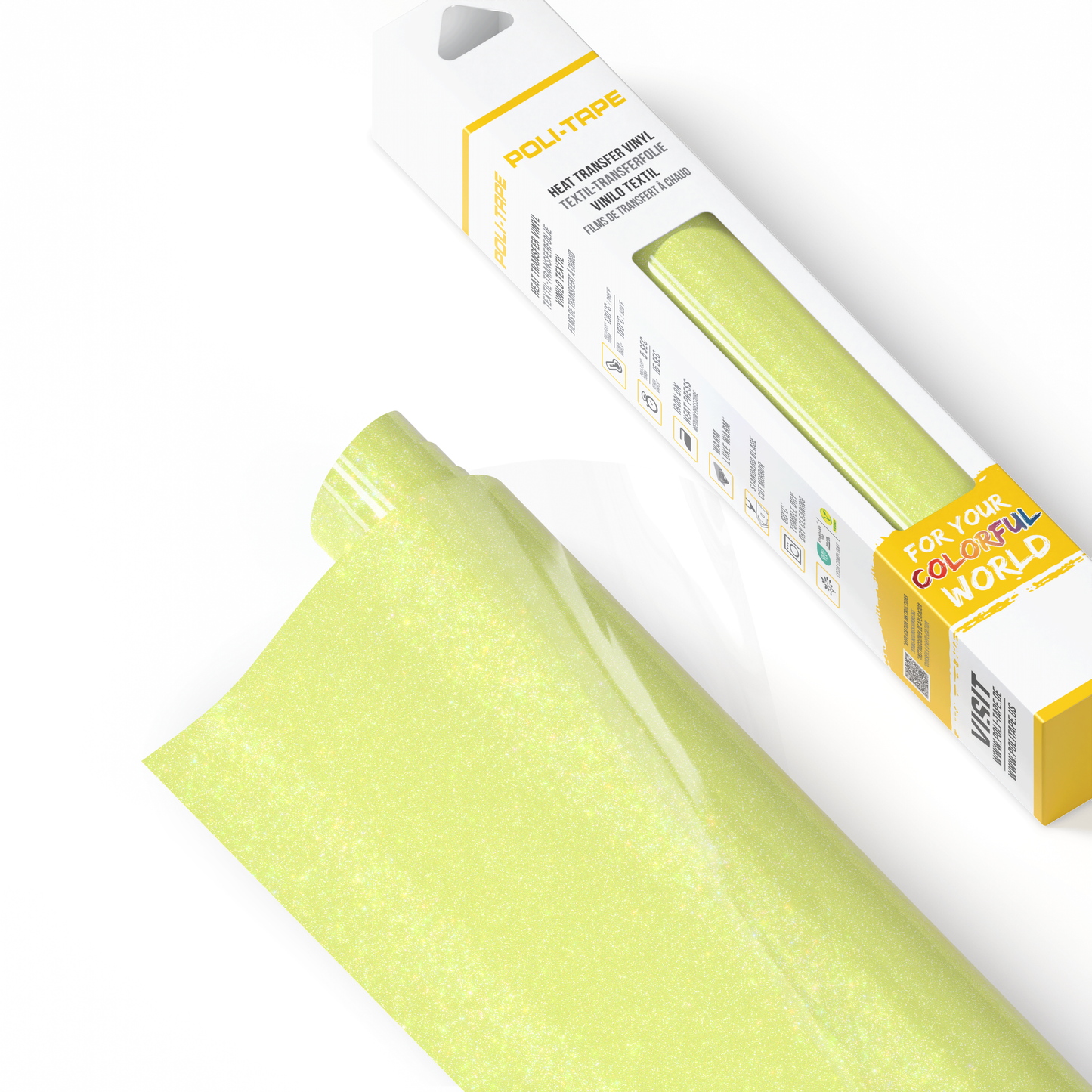 POLI-FLEX PEARL GLITTER 446 NEON YELLOW- CRAFT BOX 305 X 610
