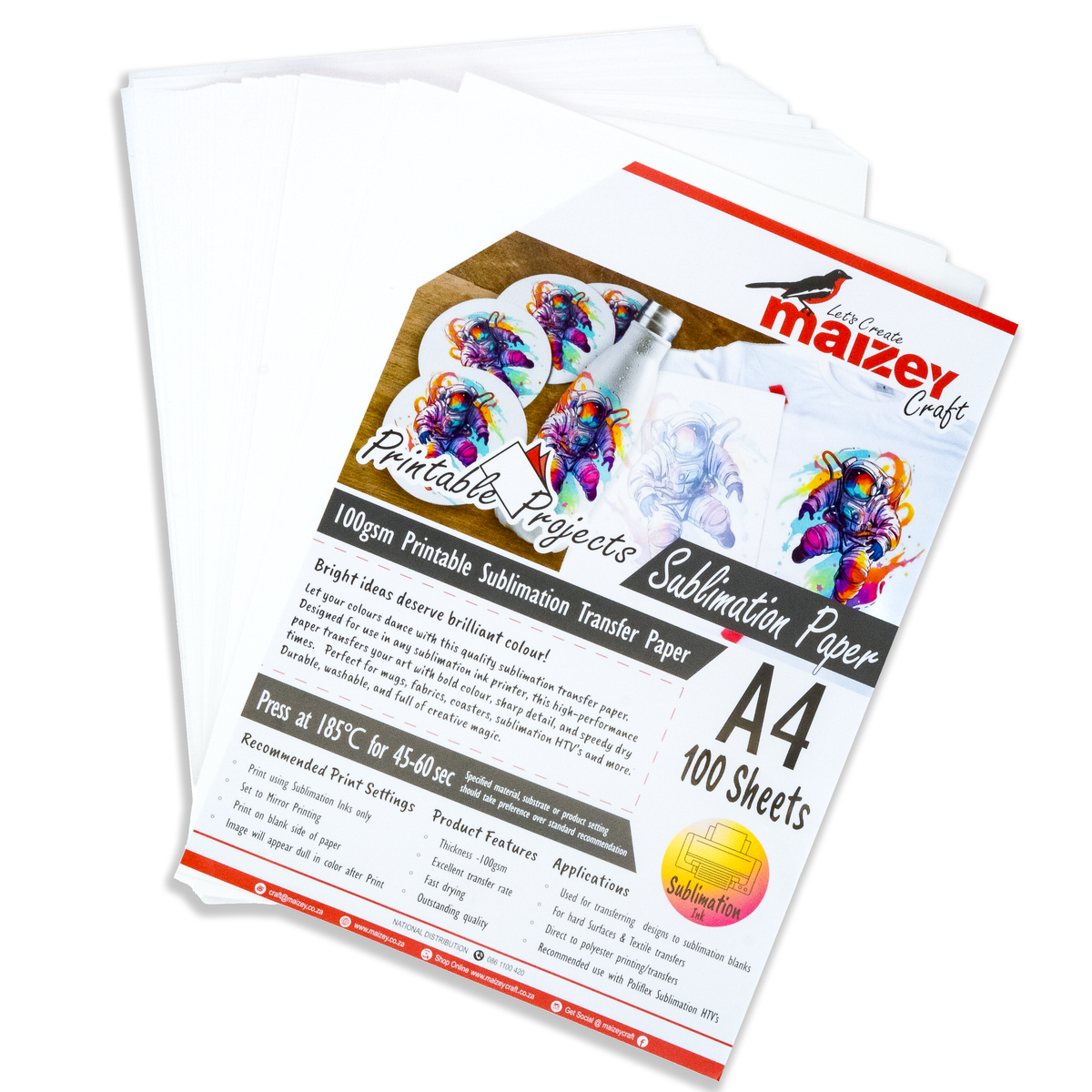 Sublimation Paper 100 GRM (100 Sht/pack) | Maizey Craft